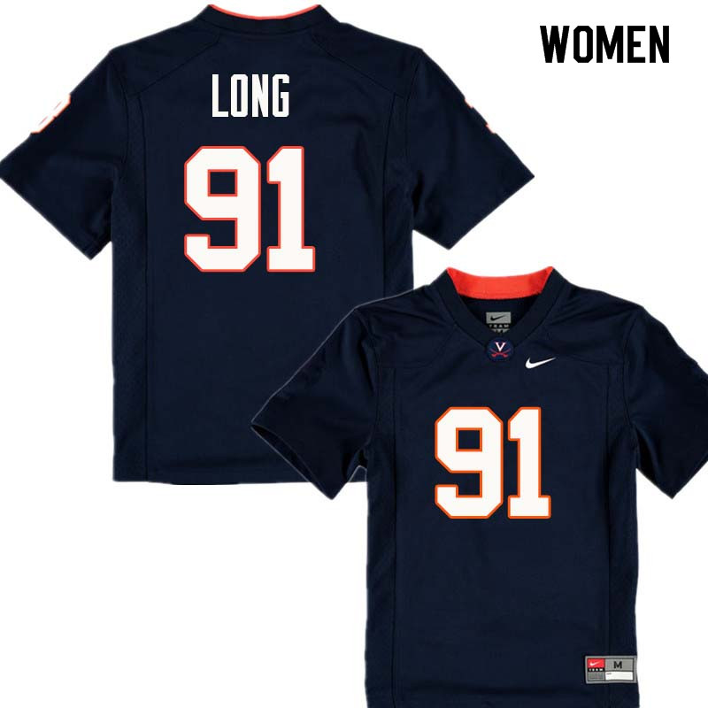 Women #91 Chris Long Virginia Cavaliers College Football Jerseys Sale-Navy - Click Image to Close